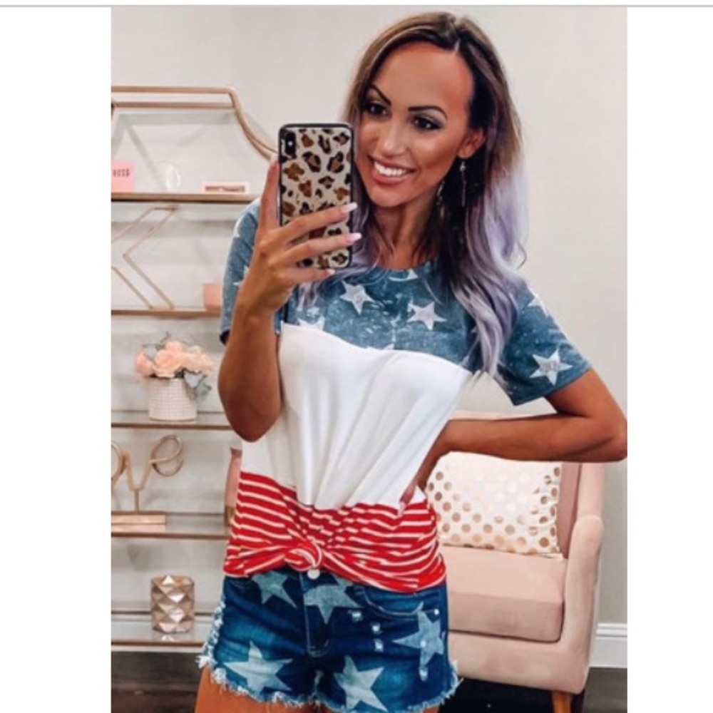 74. 💜☀️Dakota Stars and Stripes Tee☀️